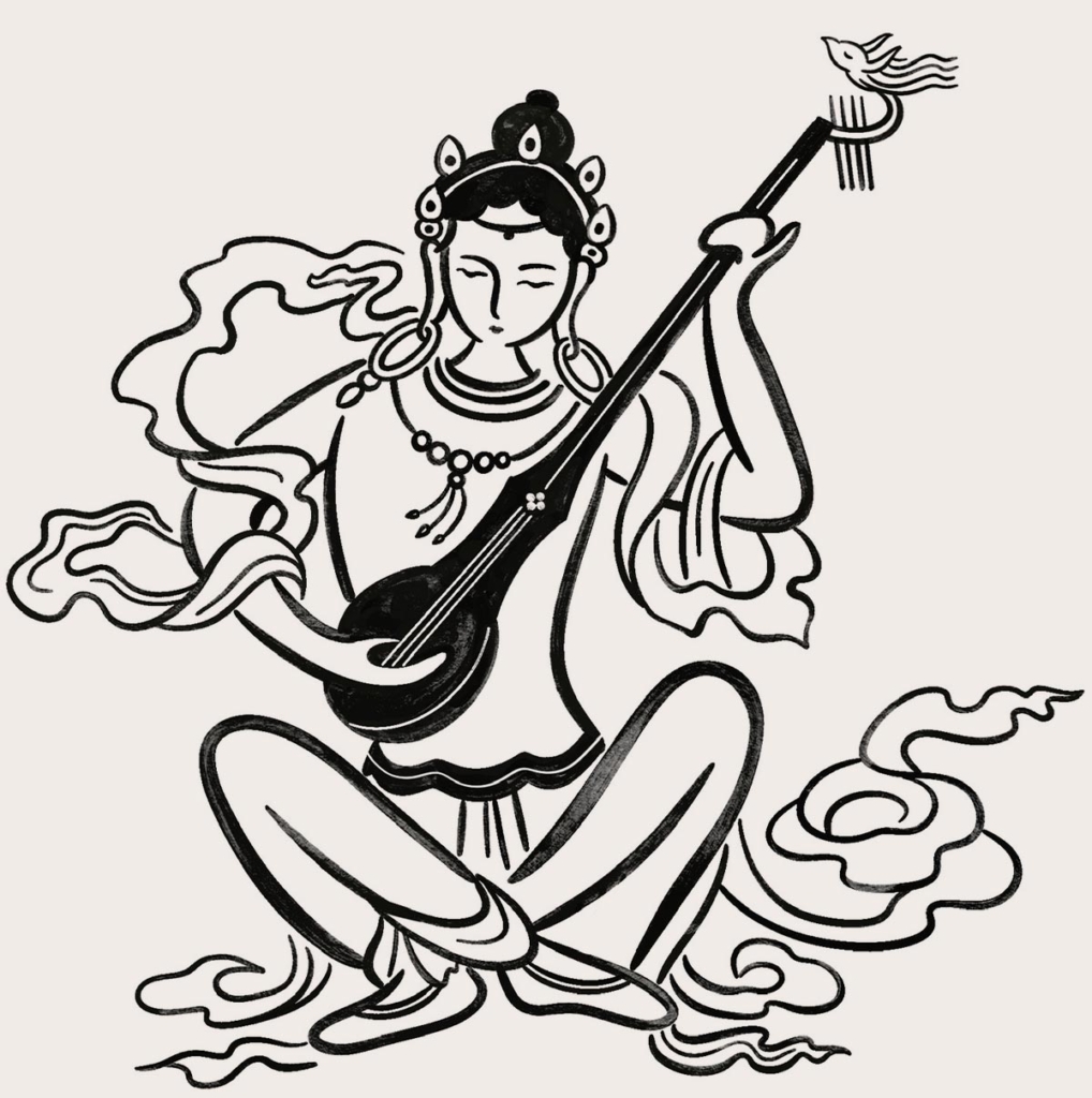 Saraswati Godess of Knowledge Drawing by Abhishek Chauhan - Pixels-saigonsouth.com.vn